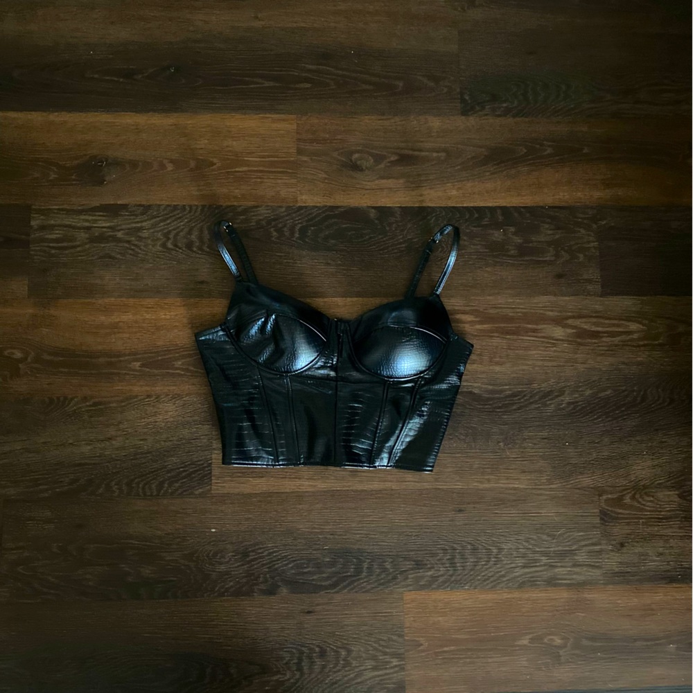 SAY WHAT FAUX LEATHER CORSET TOP